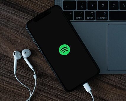 Spotify logo op mobiel